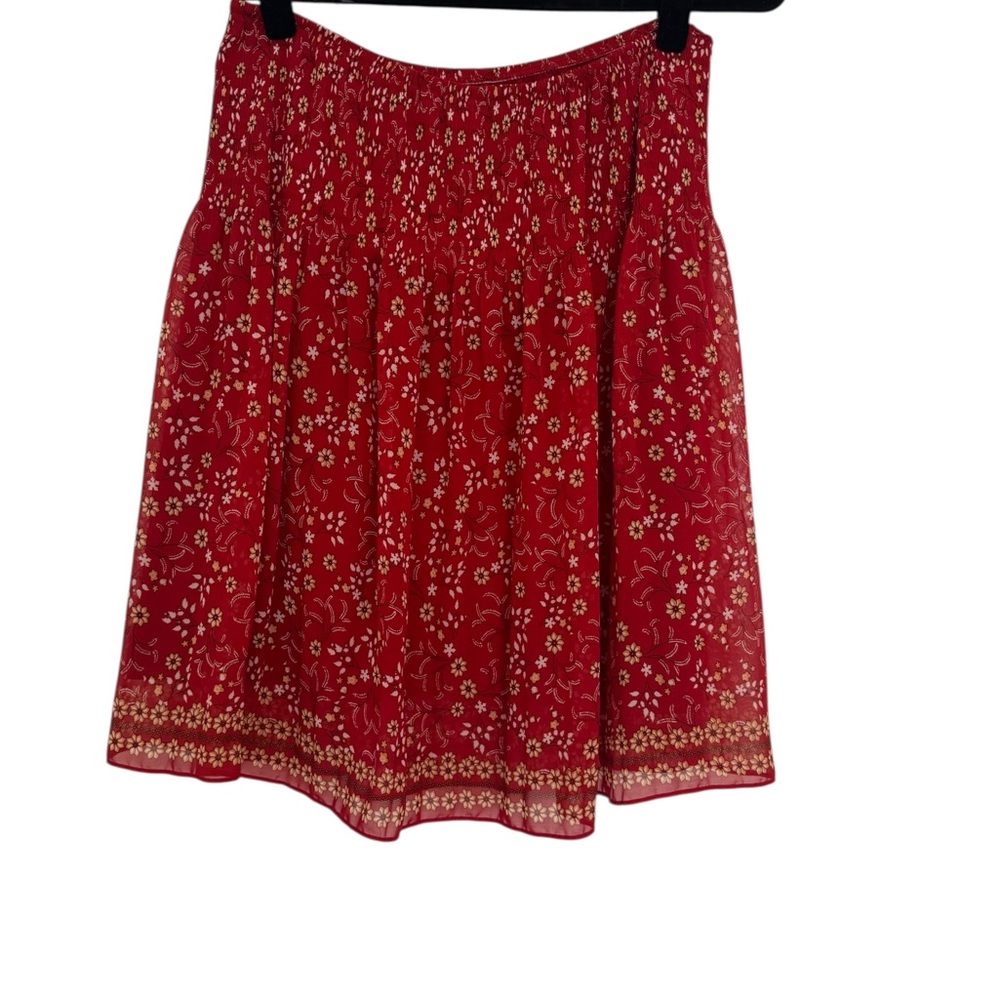 Max Studio Red Smocked Skater Mini Skirt, Sz M $98